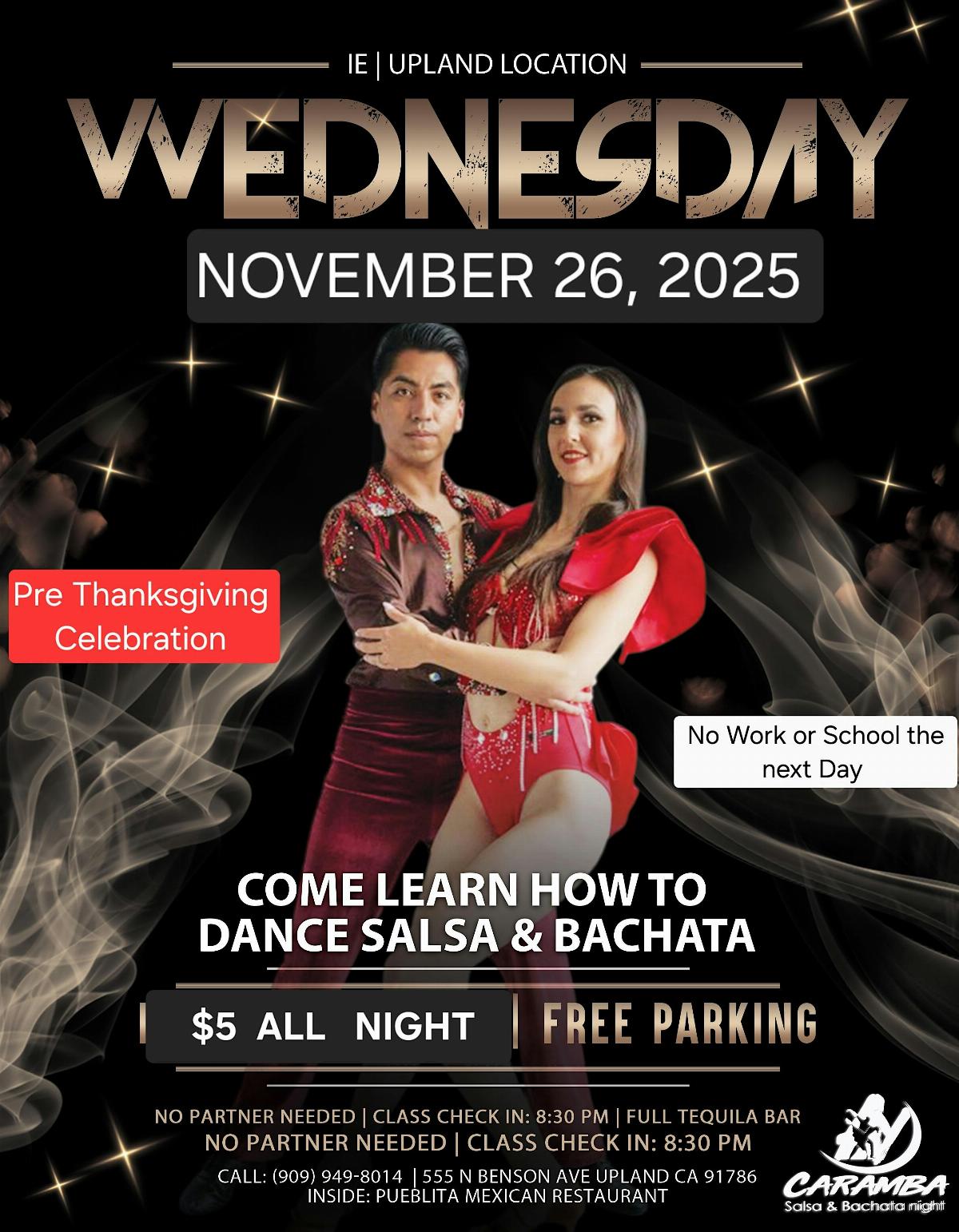 Salsa & Bachata Lessons + Social No school or work the next day