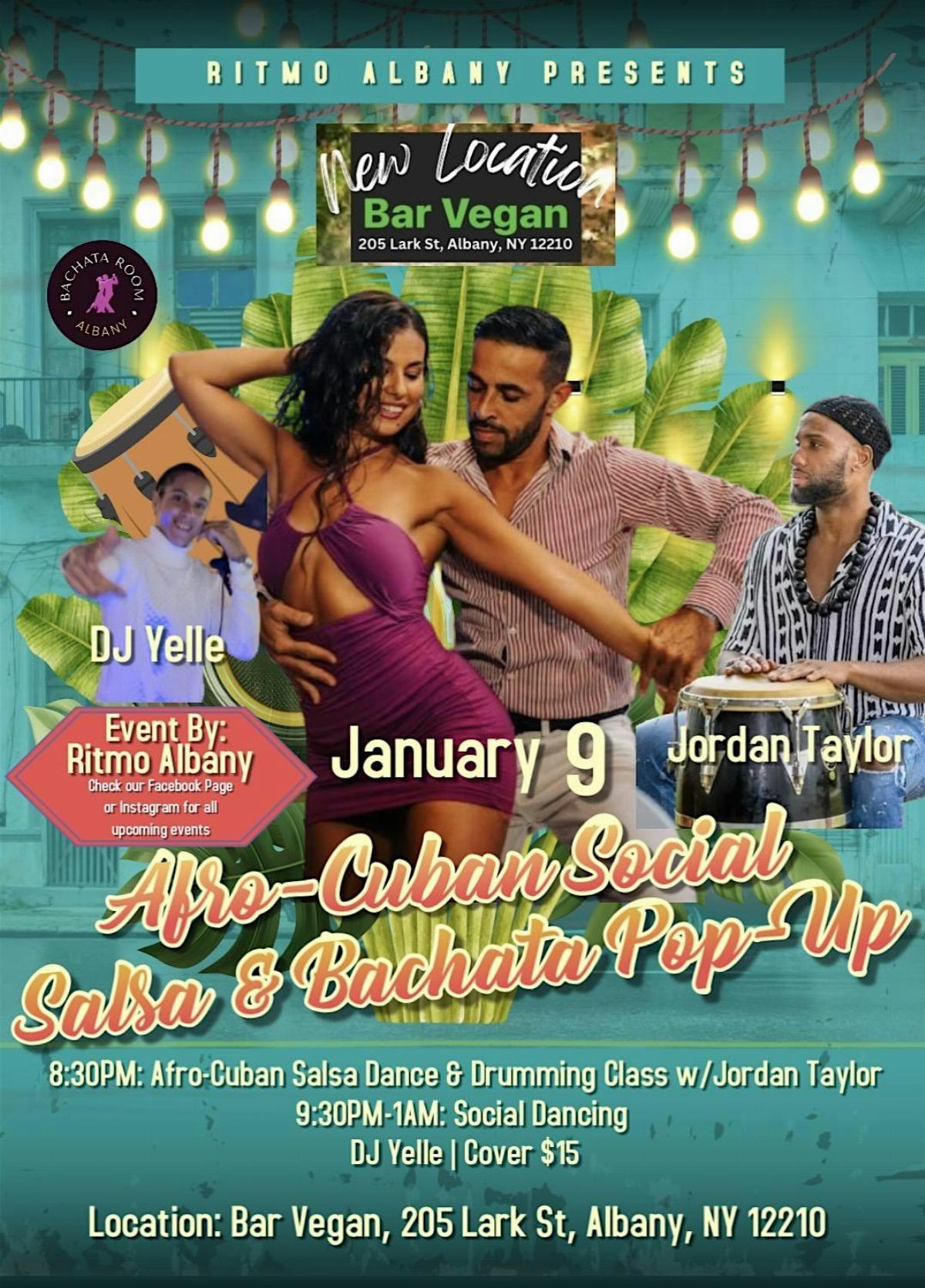 Afro-Cuban Social: Salsa & Bachata Pop-Up at Bar Vegan, Albany, NY!